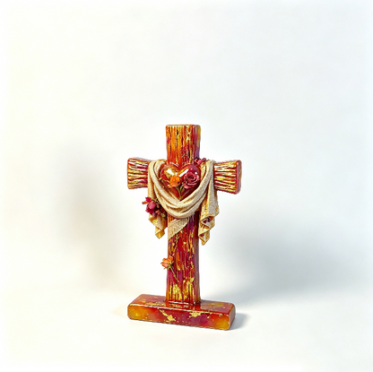 Elegant Heart  Draped Scarf Cross Resin Mold