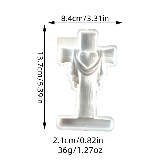 Elegant Heart  Draped Scarf Cross Resin Mold