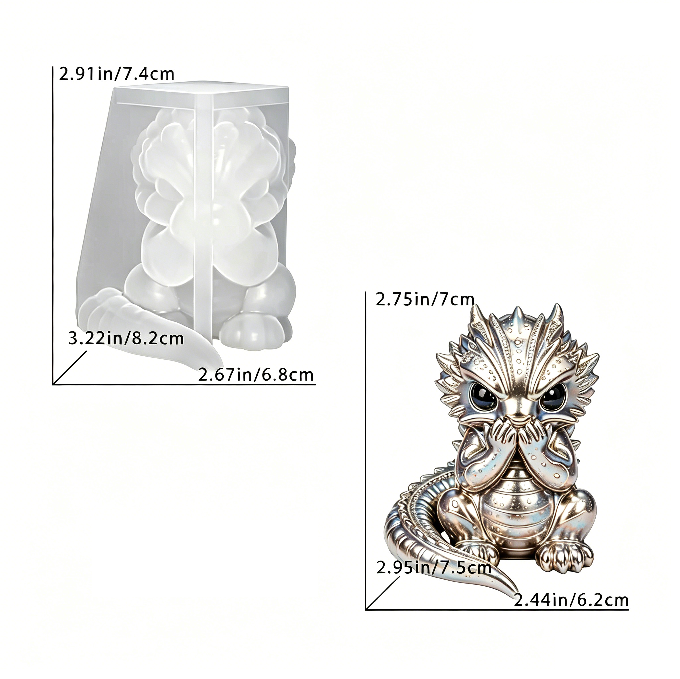Cute Chubby Dragon Figurine Resin Mold Set