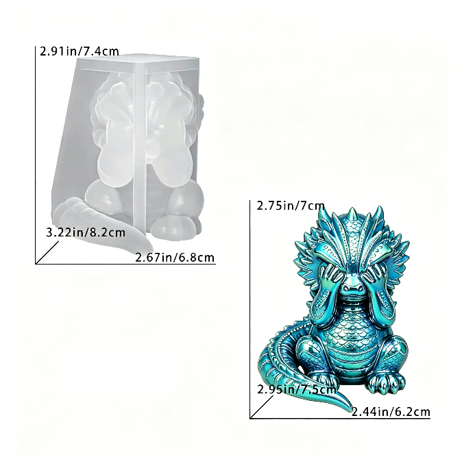 Cute Chubby Dragon Figurine Resin Mold Set
