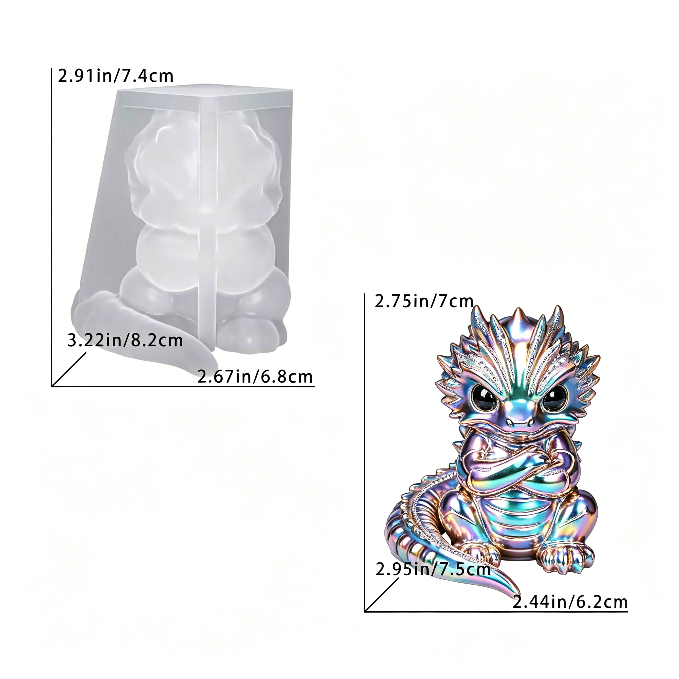 Cute Chubby Dragon Figurine Resin Mold Set