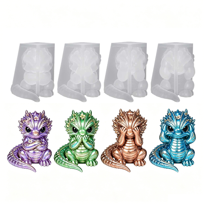 Cute Chubby Dragon Figurine Resin Mold Set