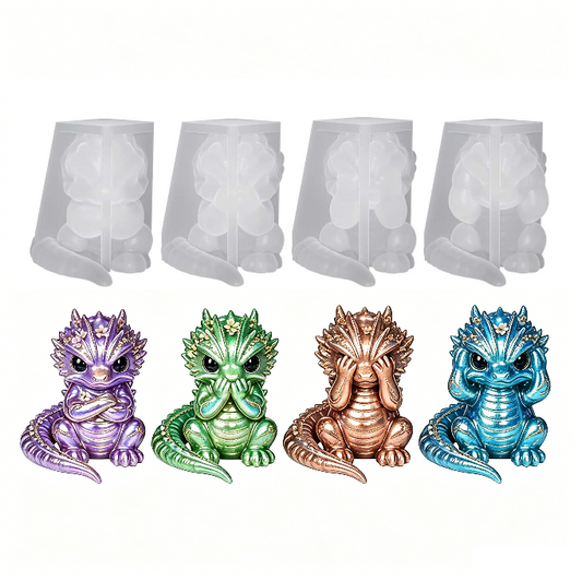 Cute Chubby Dragon Figurine Resin Mold Set