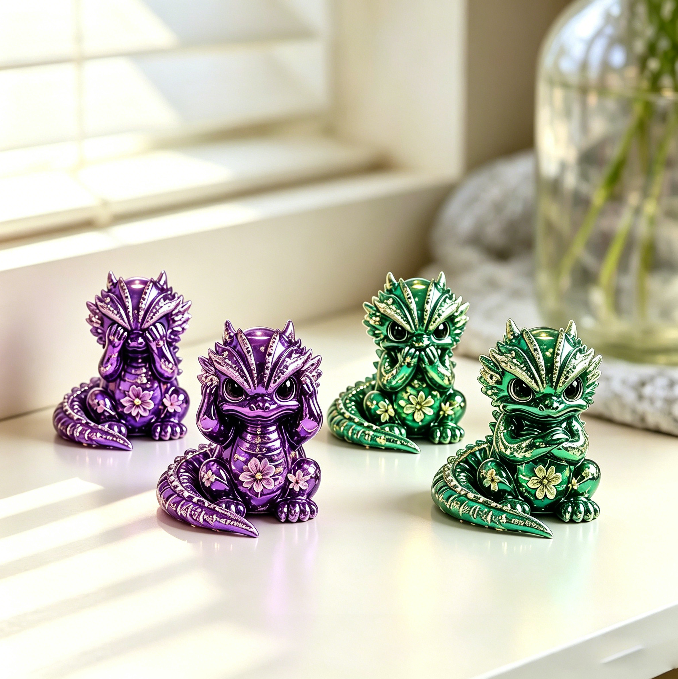 Cute Chubby Dragon Figurine Resin Mold Set