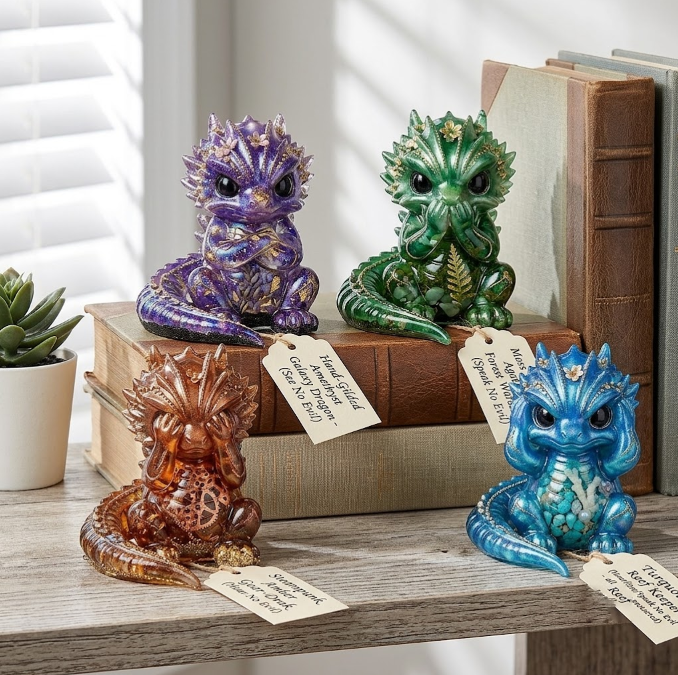 Cute Chubby Dragon Figurine Resin Mold Set