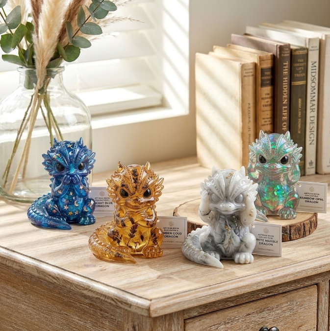 Cute Chubby Dragon Figurine Resin Mold Set
