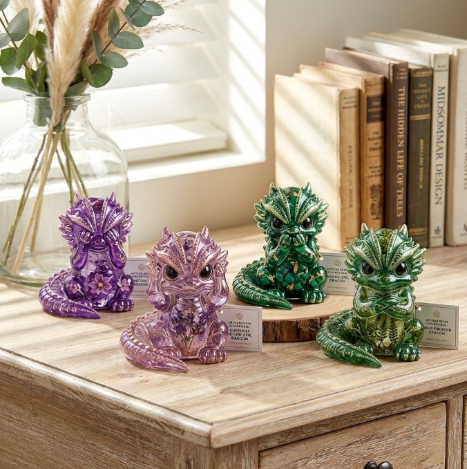 Cute Chubby Dragon Figurine Resin Mold Set