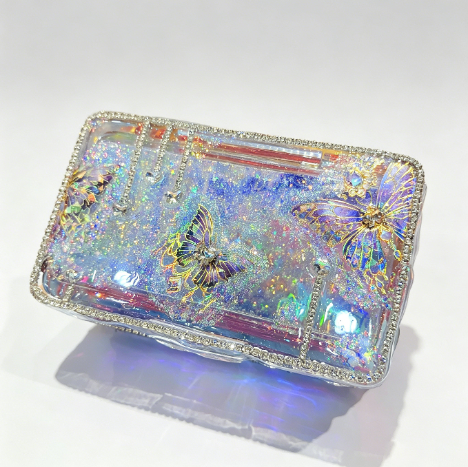 Handmade Large Rectangular Ripple Flip-Top Storage Box Resin Mold