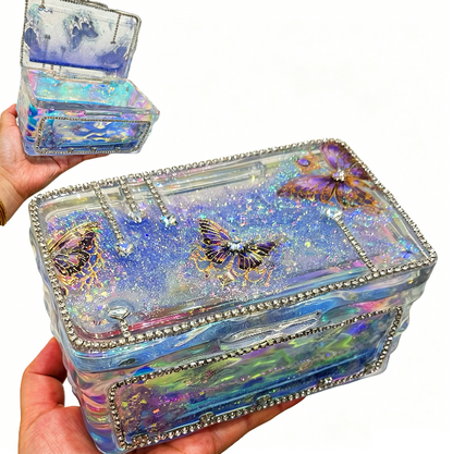 Handmade Large Rectangular Ripple Flip-Top Storage Box Resin Mold