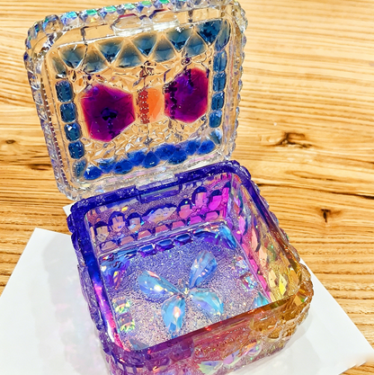 Handmade Diamond Large Square Flip-Top Storage Box Resin Mold