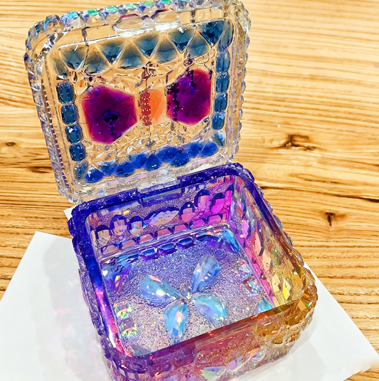 Handmade Diamond Large Square Flip-Top Storage Box Resin Mold