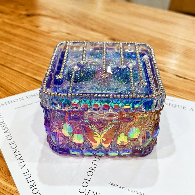 Handmade Diamond Large Square Flip-Top Storage Box Resin Mold