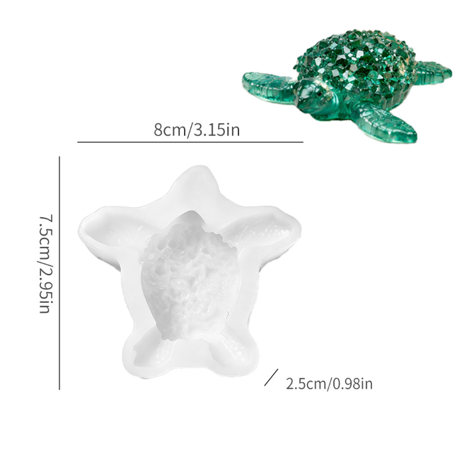 Crystal Cluster Diamond Turtle Figurine Resin Mold
