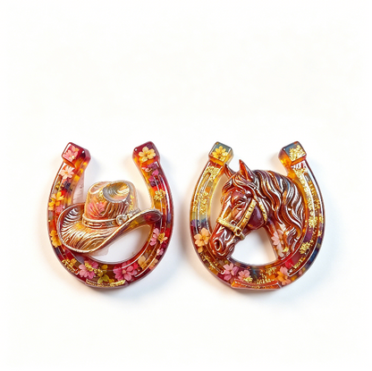 2-in-1 Horseshoe Cowboy Hat Horse Figurine Resin Mold