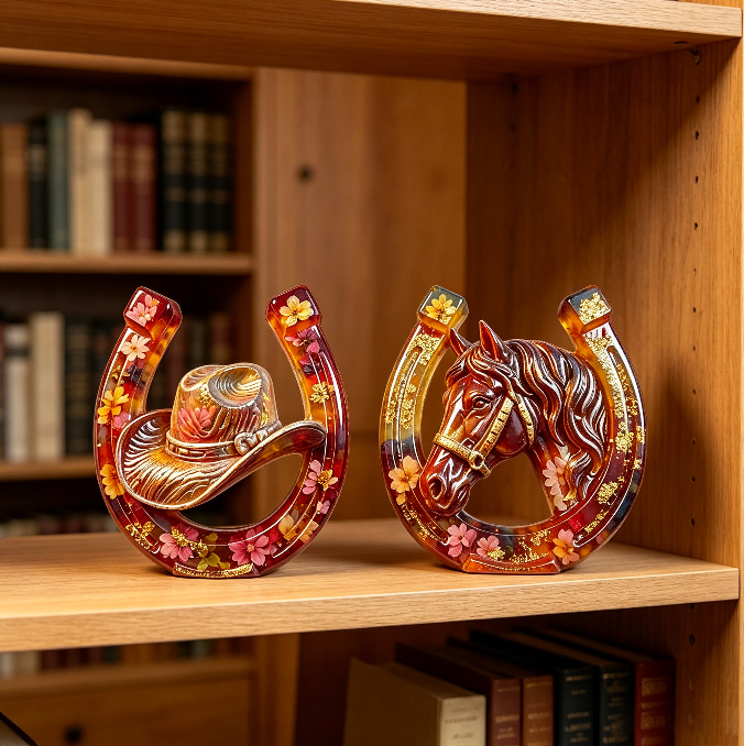 2-in-1 Horseshoe Cowboy Hat Horse Figurine Resin Mold