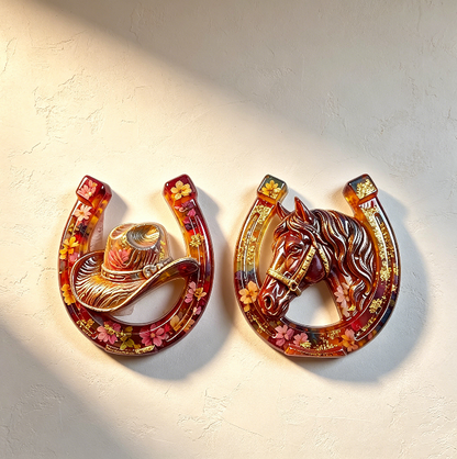 2-in-1 Horseshoe Cowboy Hat Horse Figurine Resin Mold