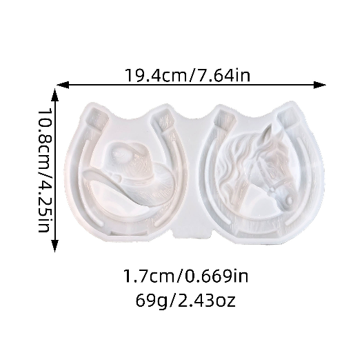 2-in-1 Horseshoe Cowboy Hat Horse Figurine Resin Mold