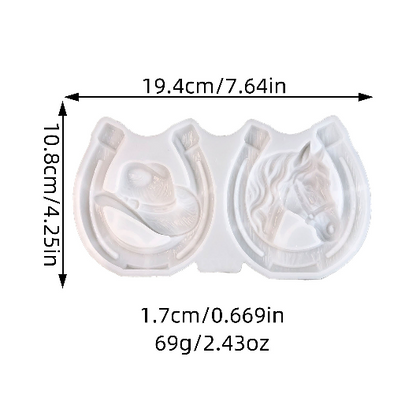 2-in-1 Horseshoe Cowboy Hat Horse Figurine Resin Mold