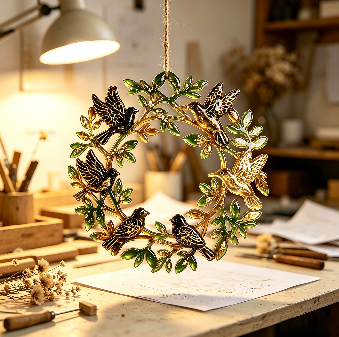 Bird Wreath Suncatcher Wall Hanging Resin Mold