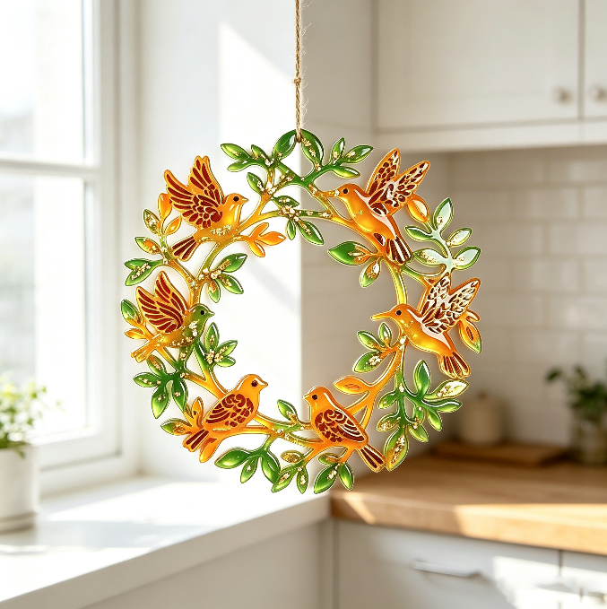 Bird Wreath Suncatcher Wall Hanging Resin Mold