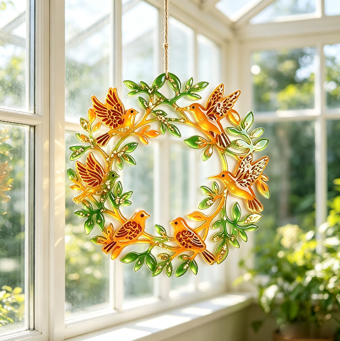 Bird Wreath Suncatcher Wall Hanging Resin Mold