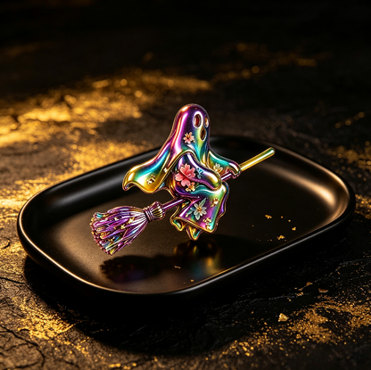 Flying Ghost on Broom Figurine Resin Mold