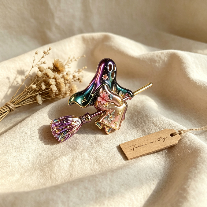 Flying Ghost on Broom Figurine Resin Mold
