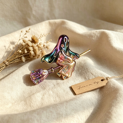 Flying Ghost on Broom Figurine Resin Mold