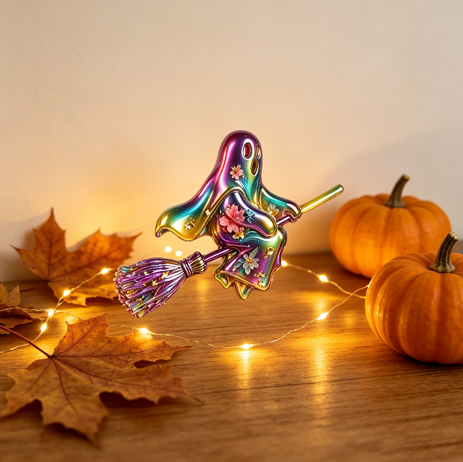 Flying Ghost on Broom Figurine Resin Mold