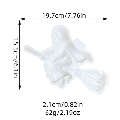 Flying Ghost on Broom Figurine Resin Mold