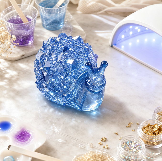Crystal Cluster Snail Figurine Resin Mold