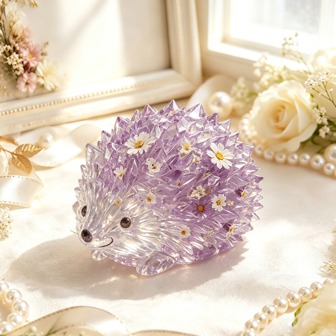 Crystal Cluster Hedgehog Figurine Resin Mold