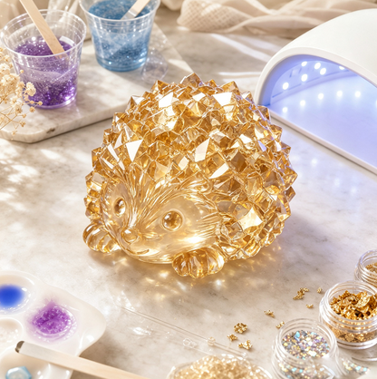 Crystal Cluster Hedgehog Figurine Resin Mold