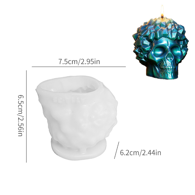 Crystal Cluster Diamond Skull Figurine Resin Mold