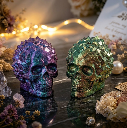 Crystal Cluster Diamond Skull Figurine Resin Mold