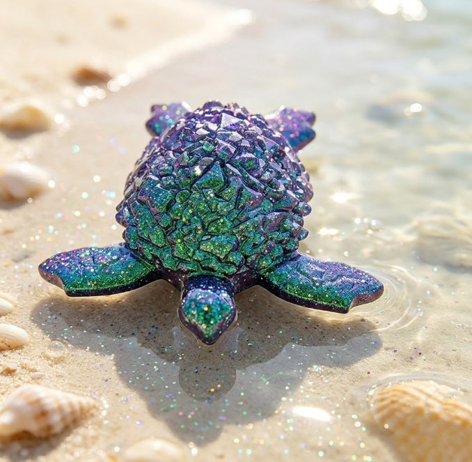 Crystal Cluster Diamond Turtle Figurine Resin Mold