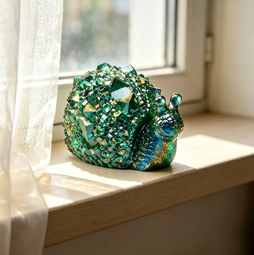 Crystal Cluster Snail Figurine Resin Mold