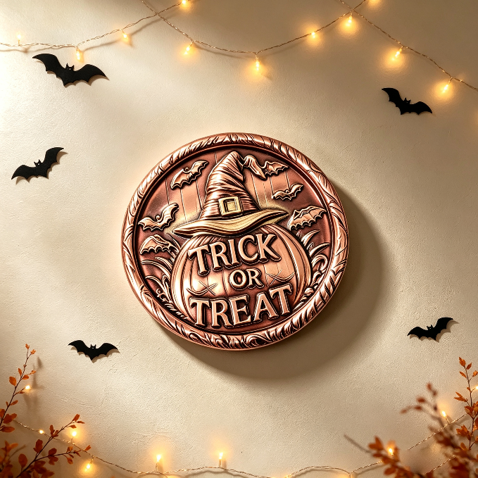 Trick or Treat Witch Hat Round Wall Hanging Resin Mold
