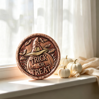 Trick or Treat Witch Hat Round Wall Hanging Resin Mold