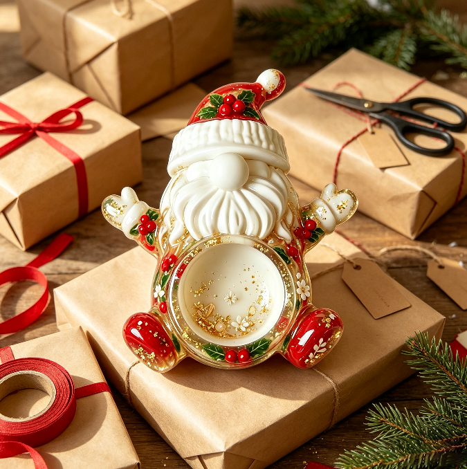 Santa Claus Candle Holder Figurine Resin Mold