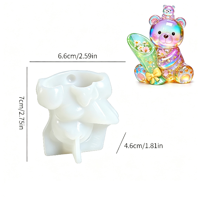 4PCS Mini Bear Vase Resin Mold Set