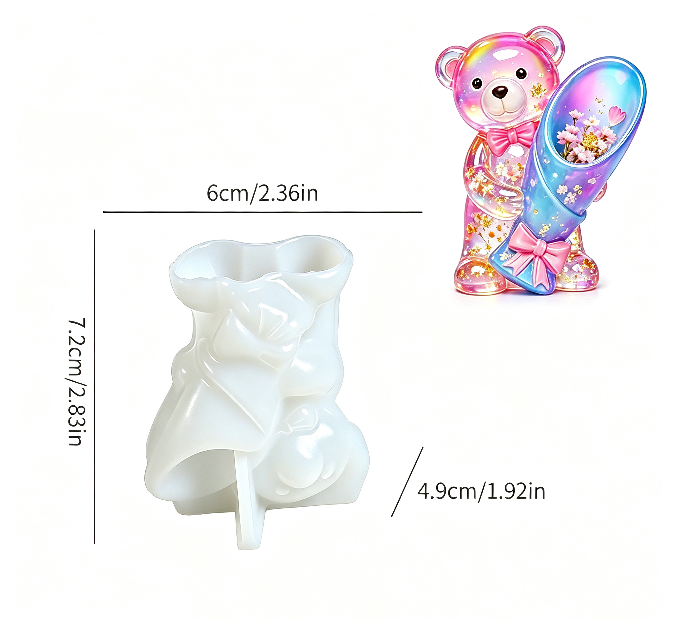 4PCS Mini Bear Vase Resin Mold Set
