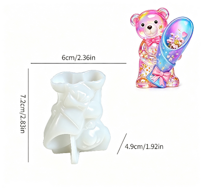 4PCS Mini Bear Vase Resin Mold Set