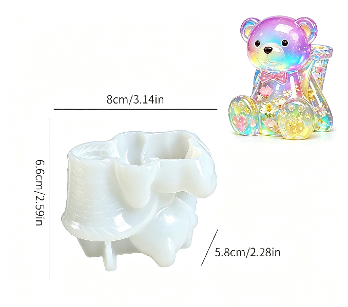4PCS Mini Bear Vase Resin Mold Set