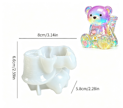 4PCS Mini Bear Vase Resin Mold Set