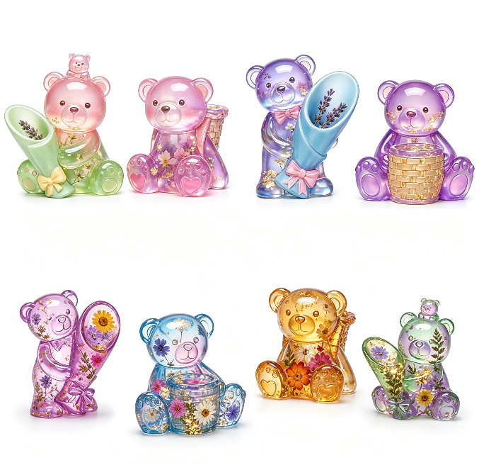 4PCS Mini Bear Vase Resin Mold Set
