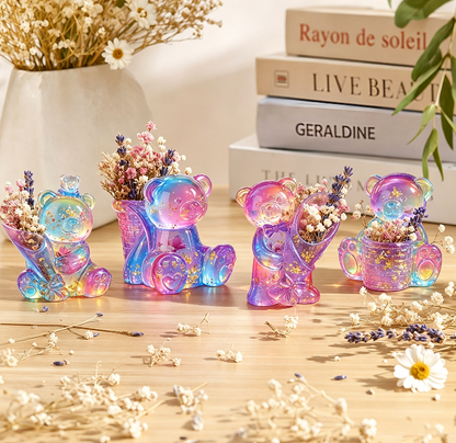 4PCS Mini Bear Vase Resin Mold Set