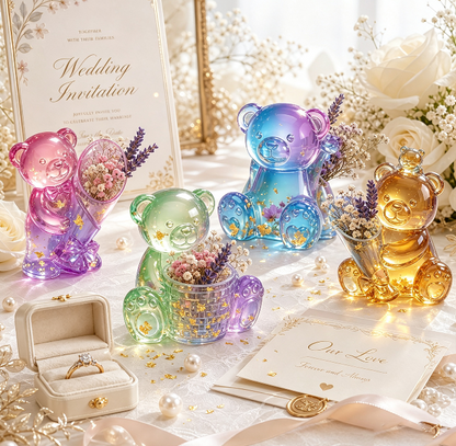 4PCS Mini Bear Vase Resin Mold Set
