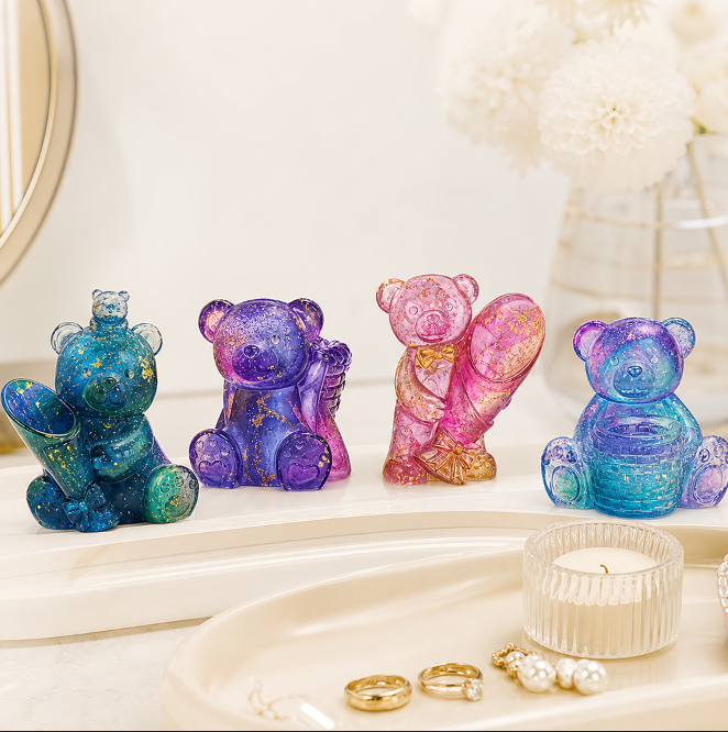 4PCS Mini Bear Vase Resin Mold Set