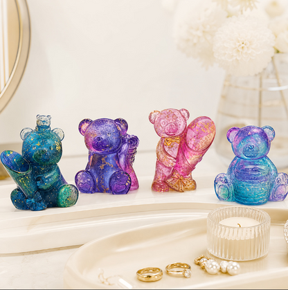 4PCS Mini Bear Vase Resin Mold Set